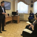 Выступление заместителя директора Государственного архива Курганской области по организационно-методической работе Андрея Александровича Михайлова.